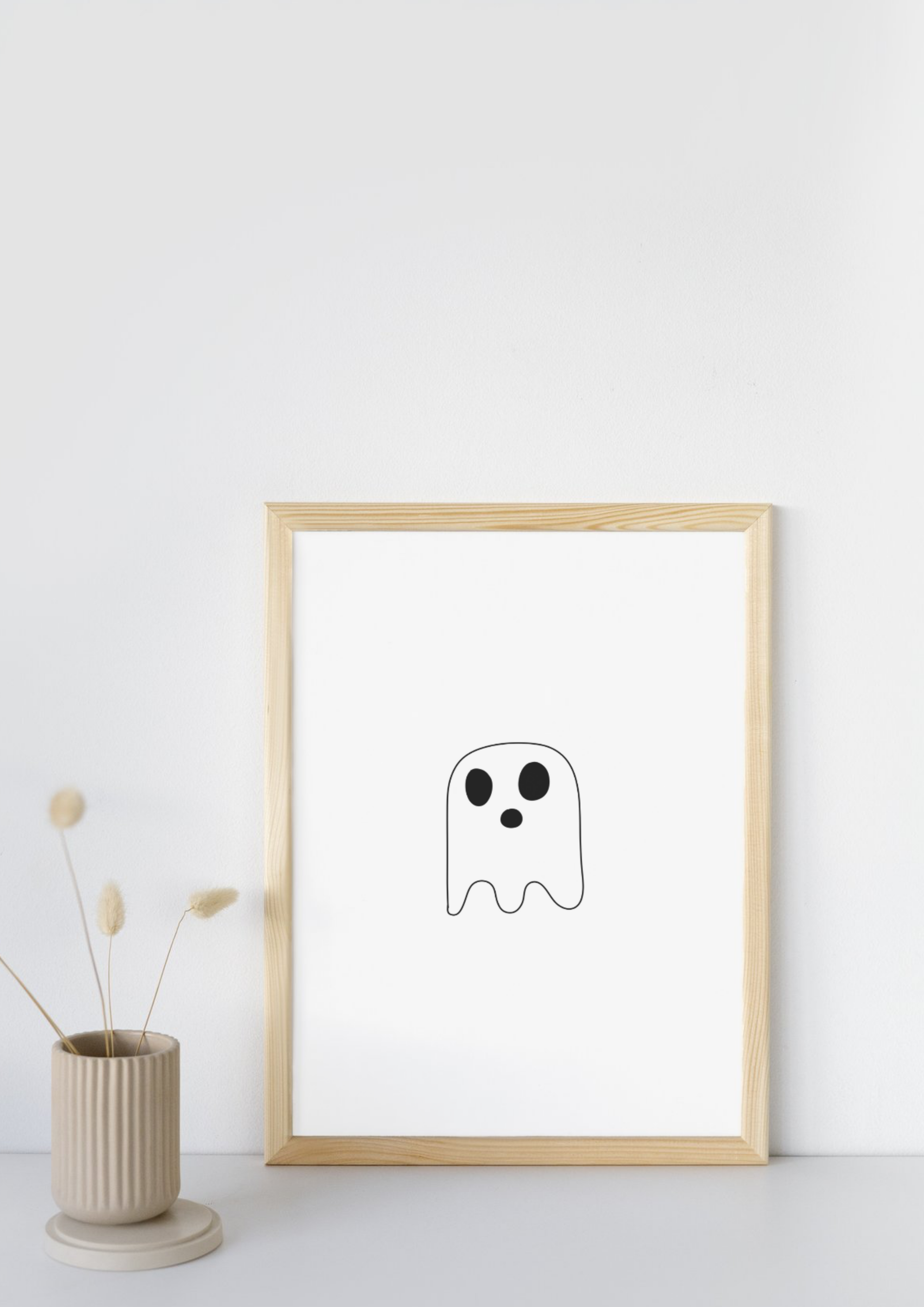 Minimal Halloween Ghost Wall Art Decor A4
