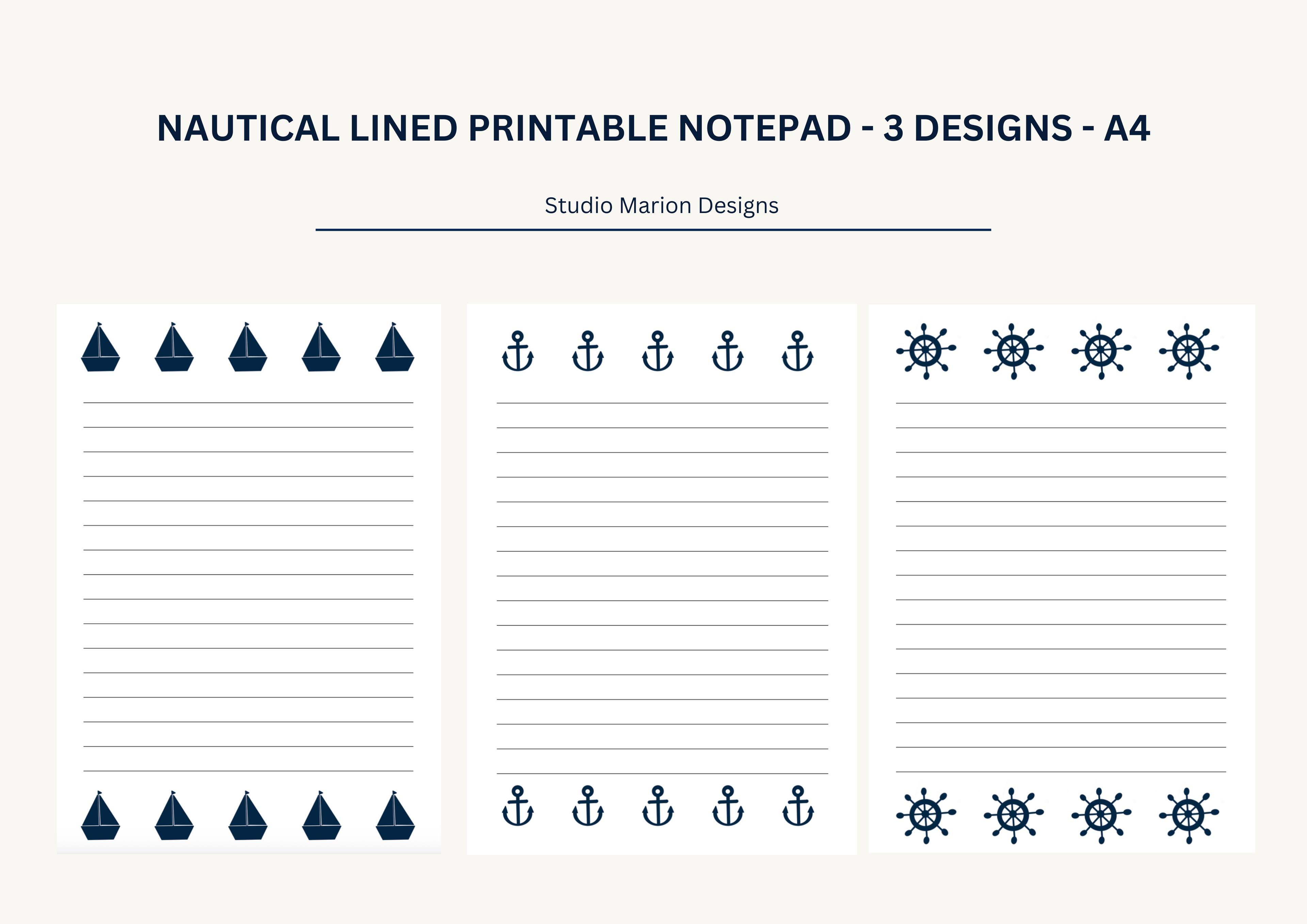 Nautical Lined Printable NotePad A4