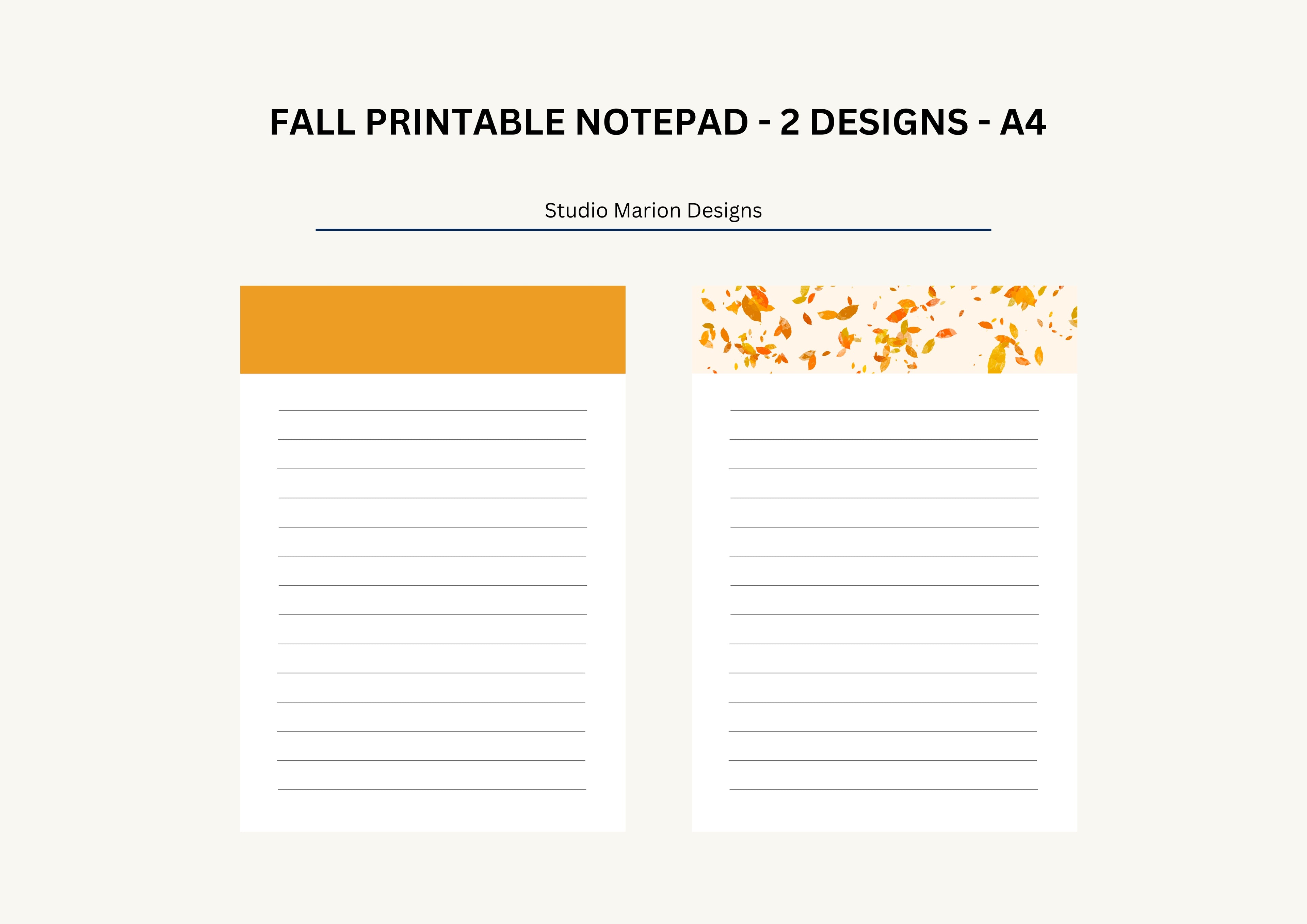 Fall Lined Printable NotePad A4