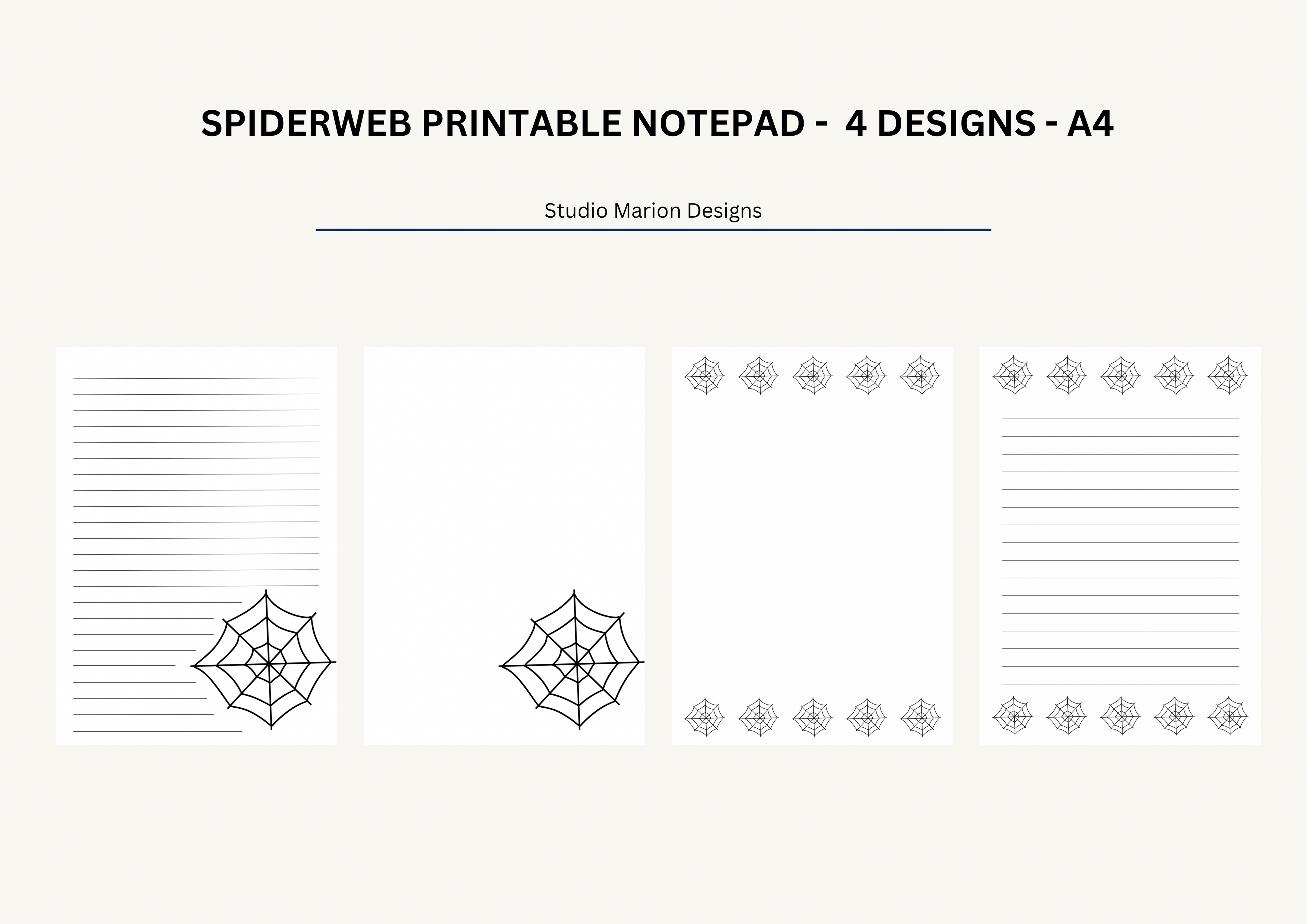 Spiderweb Printable NotePad A4