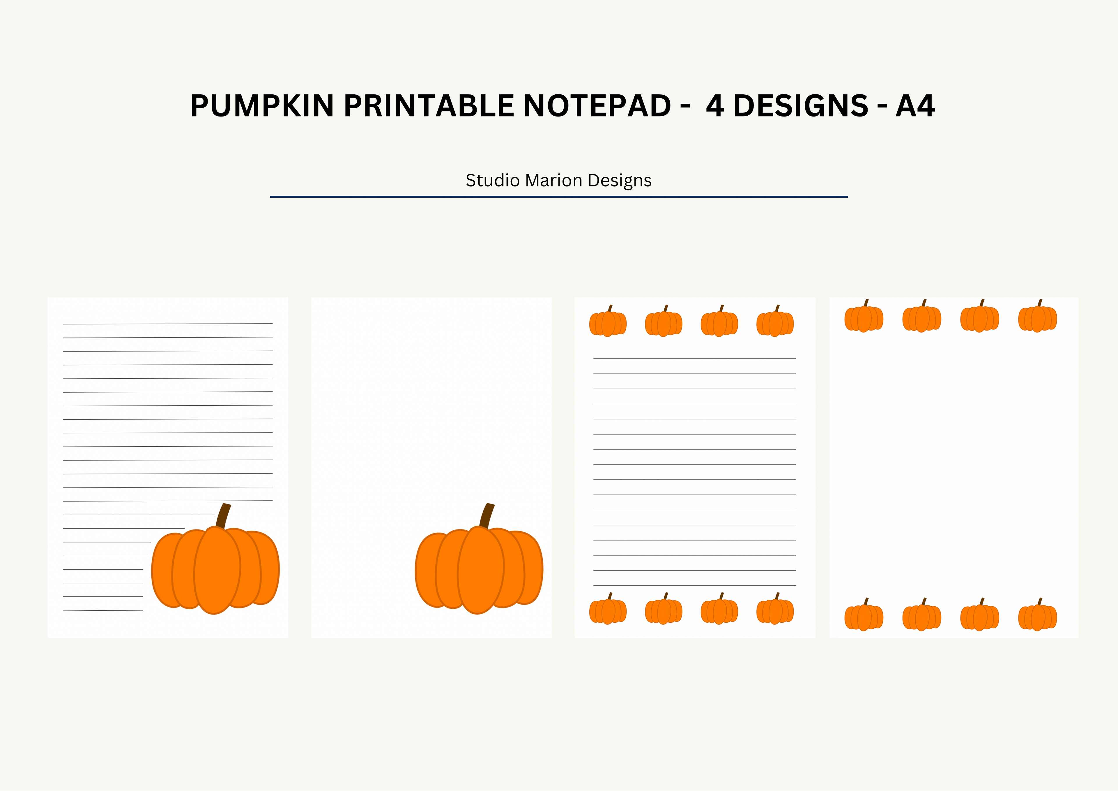 Pumpkin Printable NotePad A4